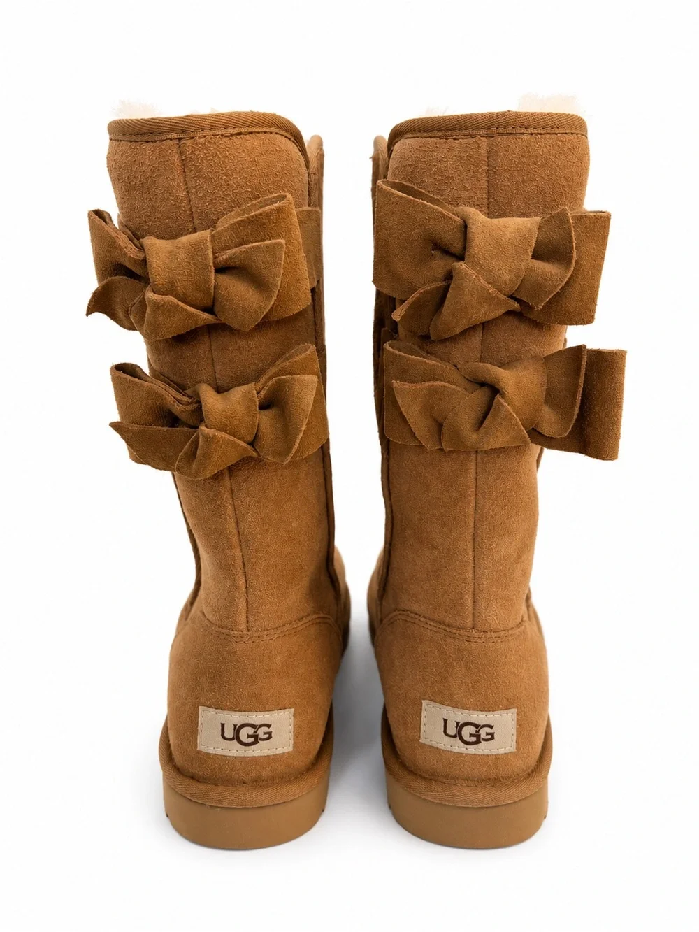 UGG Allegra Bow II Suede Sheepskin Chestnut Brown Winter Boots Size 7 NWOT